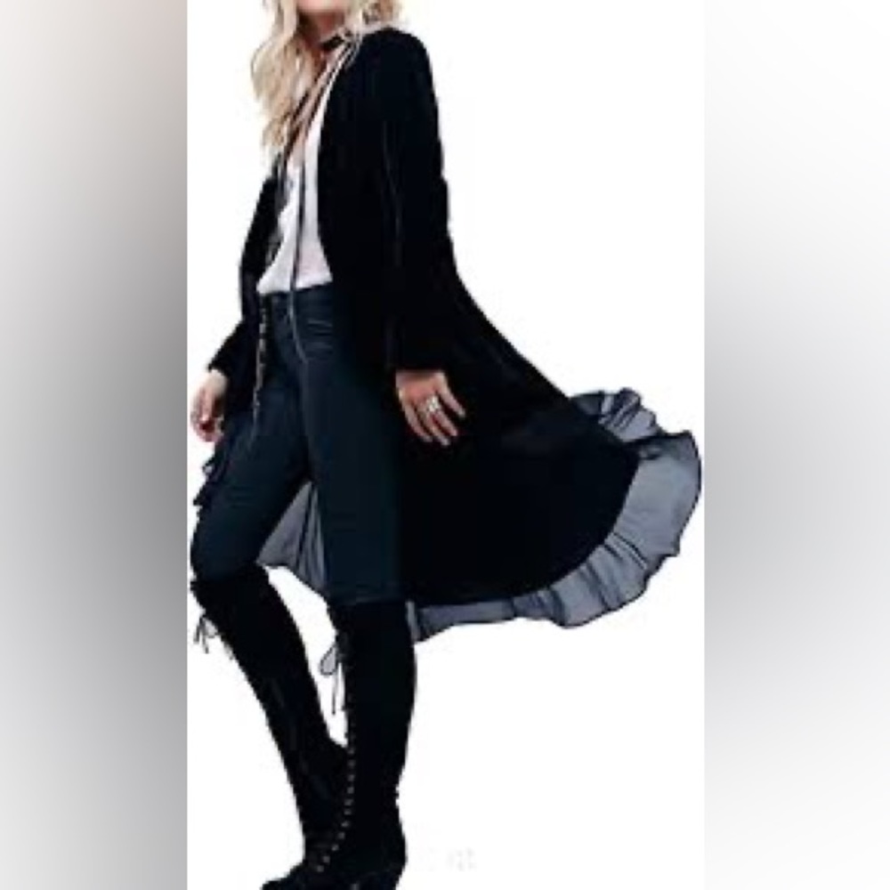 Black velvet duster cardigan size small